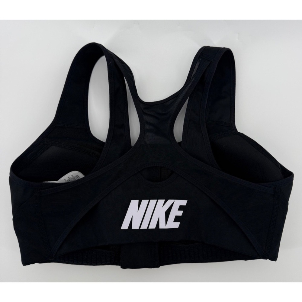 Nike Dri-FIT High Support Sports Bra Black Front Zip Racerback Women's Small